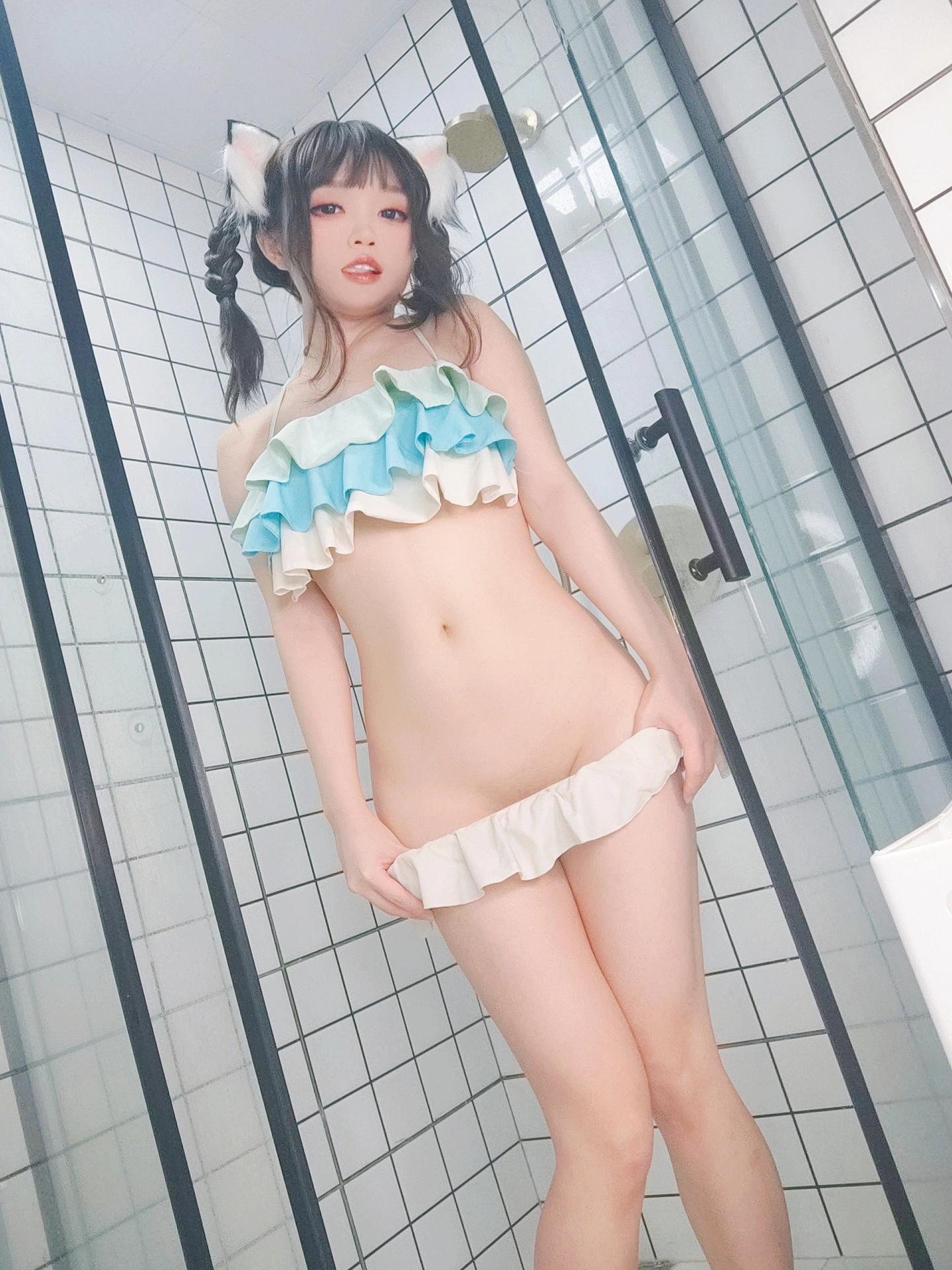 神沢永莉 - NO.09 ckt浴室蓝白泳衣辫子 3